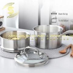304 stainless steel single-layer double-layer milk pot with single handle for more than 1-2 people -CH-Lotus Fishing