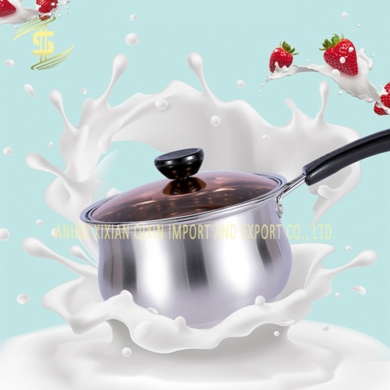 Stainless steel thickened household small milk pot apple single handle -CH-Lotus Fishing