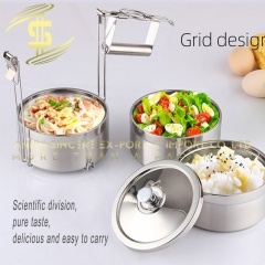 304 stainless steel multi-layer lunch box heat preservation portable student lunch box -CH-Lotus Fishing