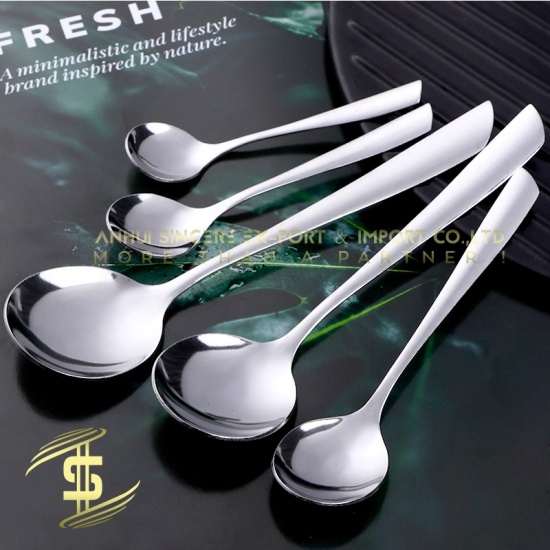 304 stainless steel long handle household spoon rice spoon western food less spoon -CH-Lotus Fishing