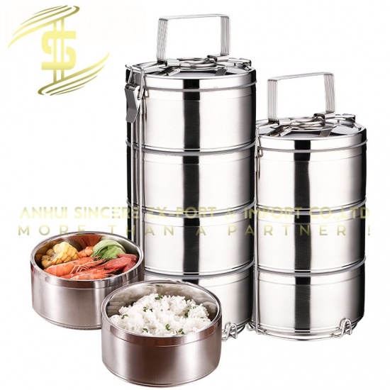 Factory Direct Supply 304 stainless steel multi-layer heat preservation portable student  lunch box -CH-Lotus Fishing