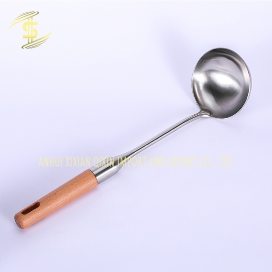 Home kitchen cooking stainless steel wooden handle spoon and spatula -CH-Lotus Fishing