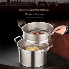 Factory Direct Supply Multi-Purpose Restaurant Household 304 Stainless Steel Double Layer Steamer Pot 24cm -CH-Lotus Fishing